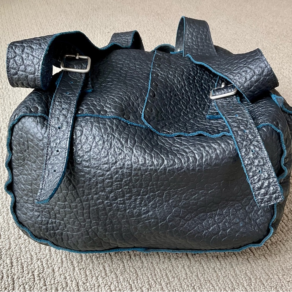 Black Textured Women's Backpack - Picture 3 of 9